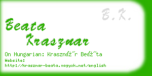 beata krasznar business card